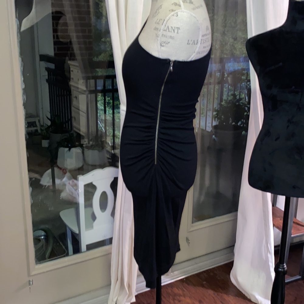 Banana Republic black one shoulder cocktail dress fitted side zipper size 0​​ - Picture 4 of 7